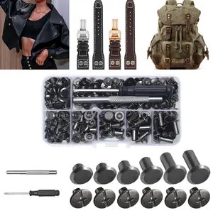 110 Pcs Chicago Screws Leather Rivets Assorted Screw Rivets Chicago Binding Screws for Decorate and Repair Leather Craft Belt Bag Shoes Purse Bookbinding