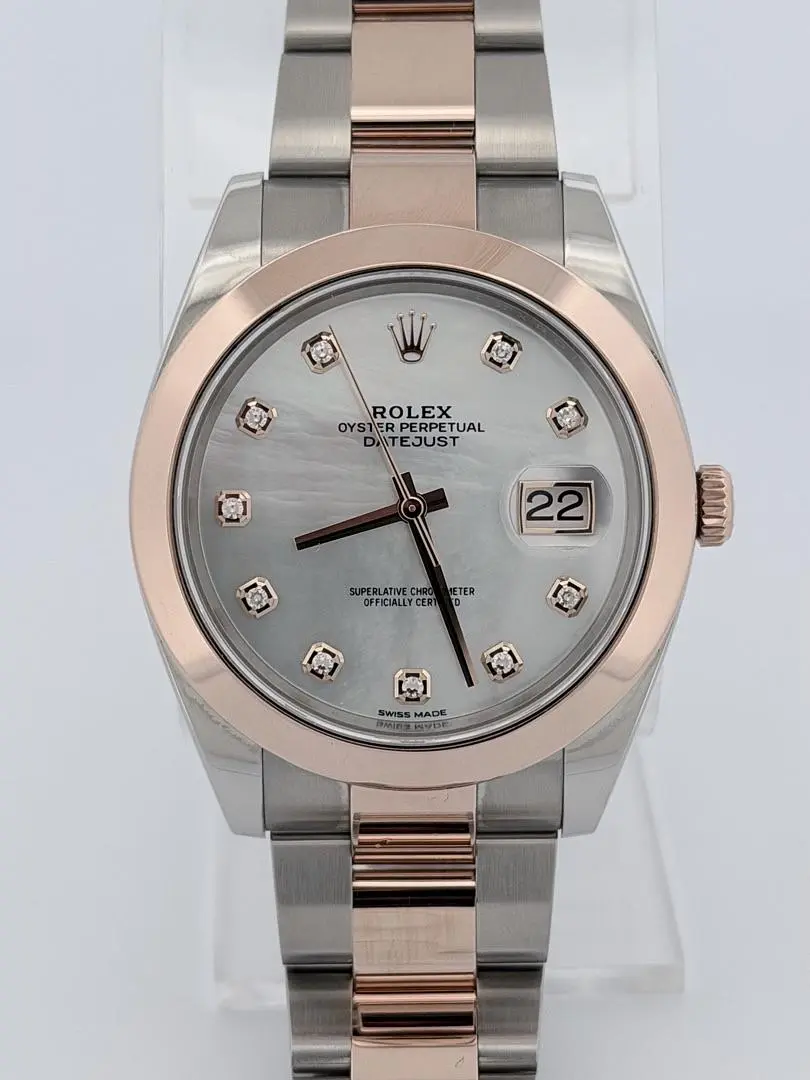 Rolex Datejust 41 126301 White Mother-of-Pearl Diamond Dial 41mm 2018 Automatic Steel & 18K Everose Gold Papers $17,900