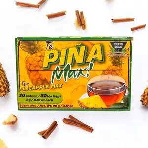 Viral New Tea! Piña Max Tea – Pineapple Herbal Tea with Green Tea, Pu-Erh Red Tea, Artichoke & Oats – 30 Tea Bags (3.17 oz) – Piña Max Tea: Fluye como el agua… literalmente