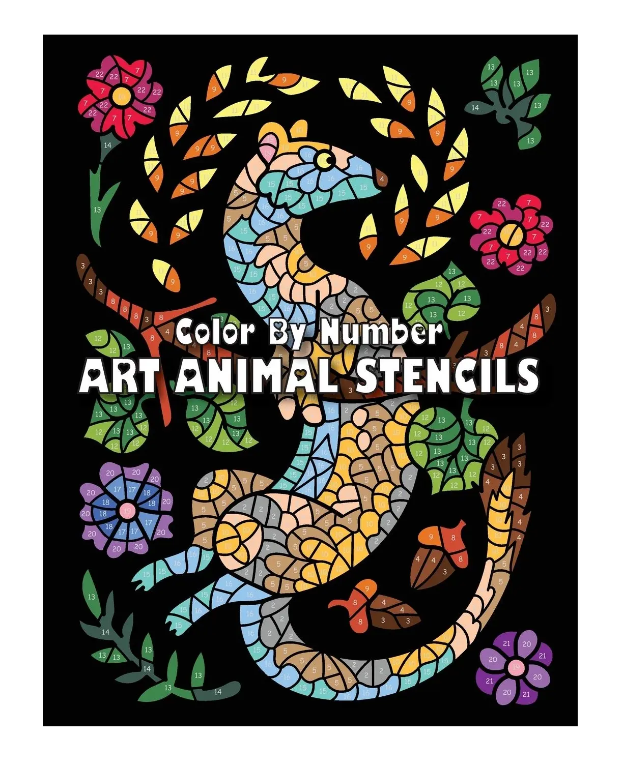 ART Animal Stencils Color By Number Activity Book for Adults – Stress Relief, Adult Relaxation