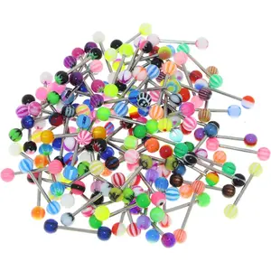 50 count/100pcs No Duplicated 14g 316L Surgical Steel Tongue Nipple  Barbells Rings 6mm  Ball
