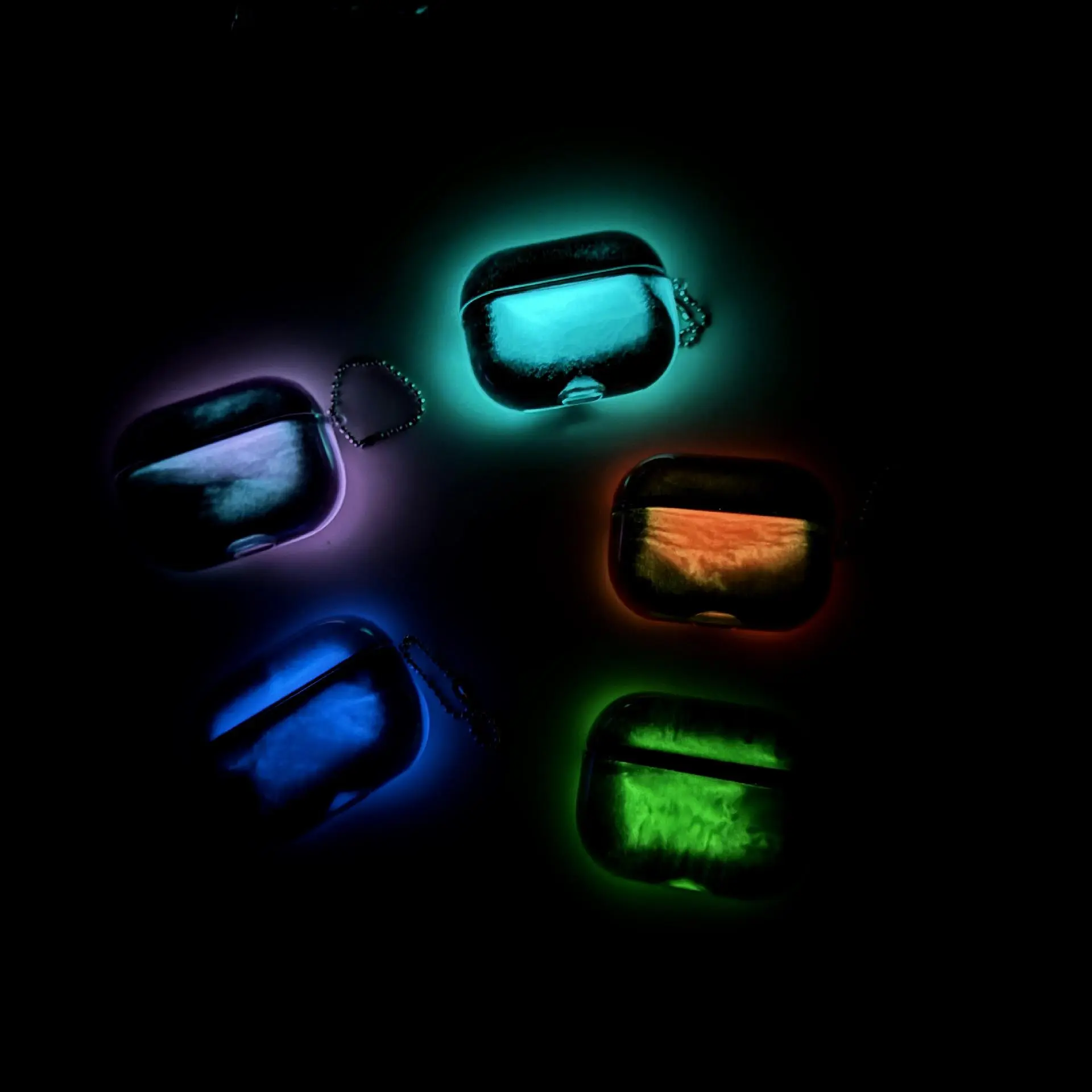 Luminous Quicksand AirPod Case for AirPods 3/4/Pro 2 - Shock Absorbing Night Glowing and Protective with Keychain