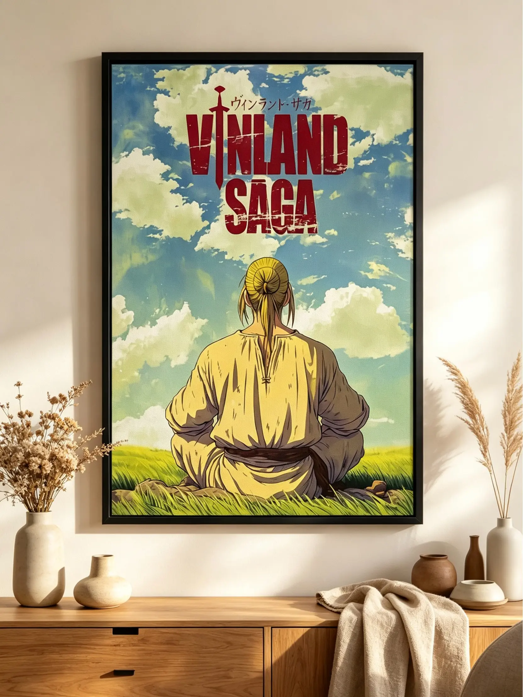 Vinland Saga Thorfinn Viking Anime Canvas Poster - Retro Japanese Manga Wall Decor, Nordic Warrior Art Print, Bedroom Dorm Gaming Office Decor, Gift for Fans