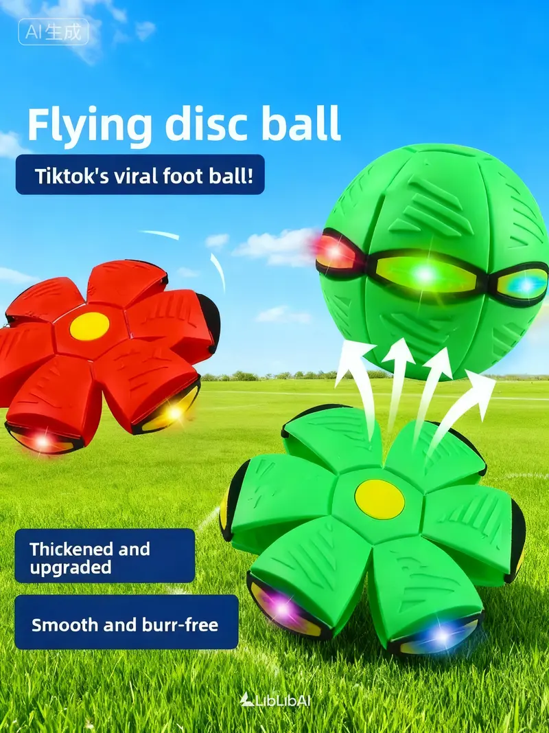 LibLibai Optional 2-piece Flying Saucer Deformation Ball Set - Bouncy & Stomp Balls with Transforming Disc - 14cm Thickened Upgrade for Outdoor Play - Educational Parent-Child Interaction Toy - Ideal Christmas Gift