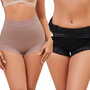 Women’s flat tummy lift, enhanced version, faux butt design, seamless shaping panties, lace high-waist curve underwear, suitable for wearing during menstruation. Shapewear style, hip design.
