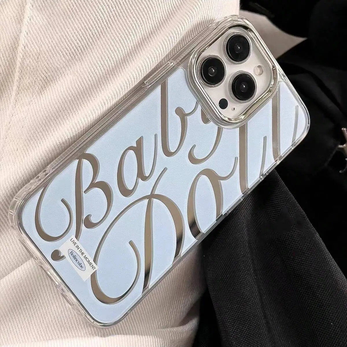 Mirror Surface Letter Pattern Phone Case, Anti-fall Fully Edged Mobile Phone Case for iPhone 16 Series, Decorative Phone Protective Cover Compatible w