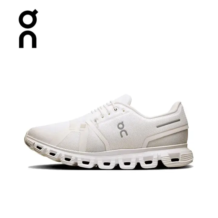 On Cloud 6 All White Running Shoes Unisex Lightweight Breathable Casual Sneakers
