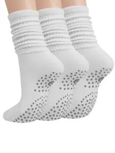 Women's Crew Socks, 3 Pairs Solid Color High Stretch Comfortable Casual Daily Wear, Perfect for Yoga Fitness Sports, Athletic Running Socks