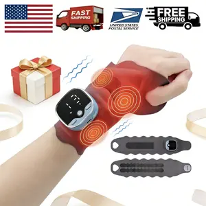 Electric Wrist & Hand Massager with Heat, Wireless Adjustable Strap, Soothing Pain Relief & Stress Relief, 3 Heat Levels, 9 Massage Intensities, Portable Gift for Men and Women