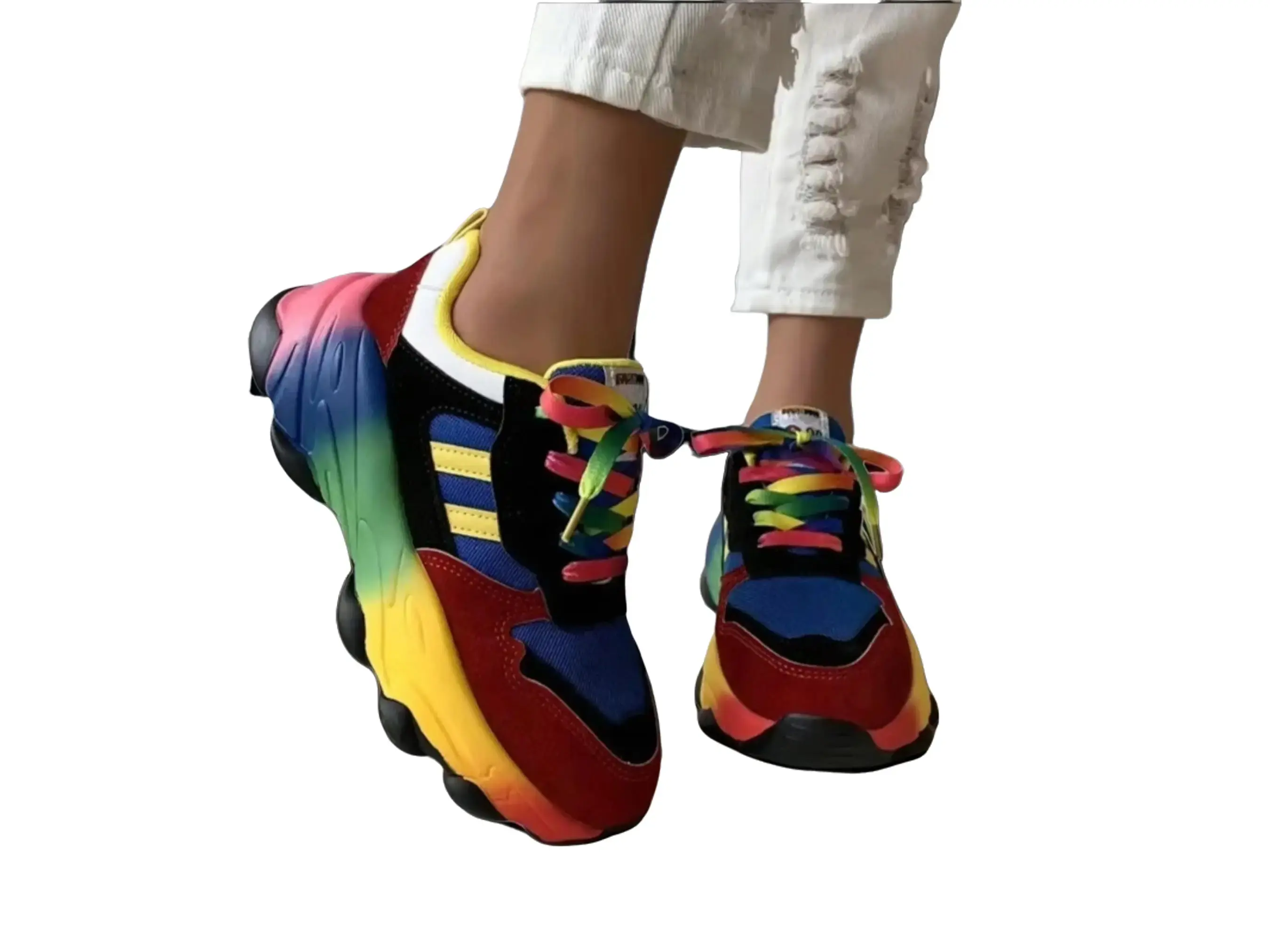 Multicolor Rainbow Sneakers Size 7, 8, 9 for Women Comfortable and Stylish Footwear