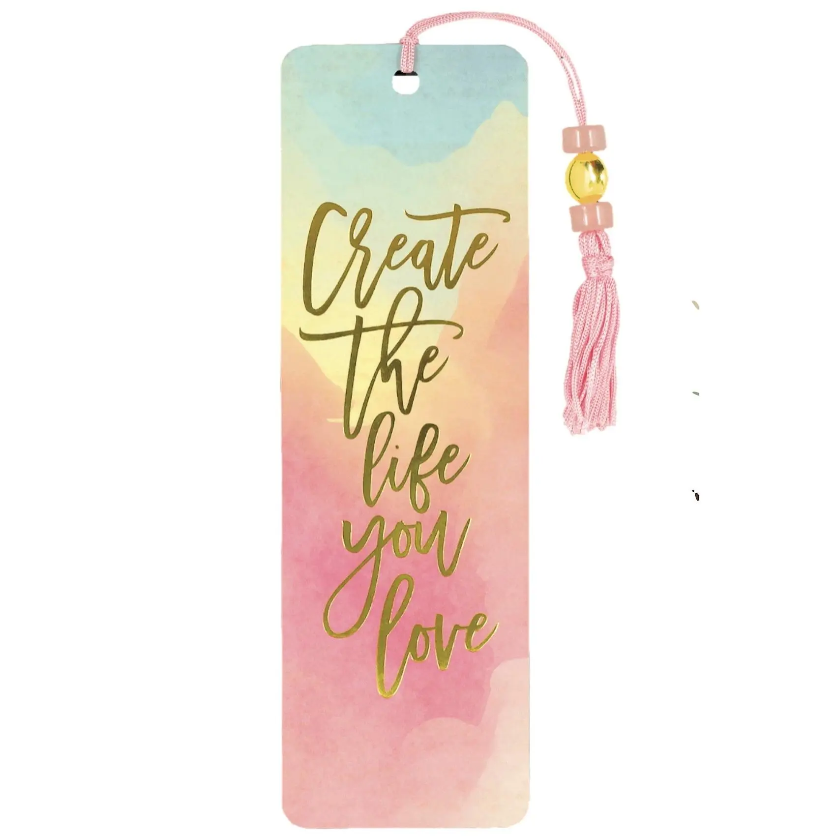 Watercolor Sunset Beaded Bookmark - Create the Life You Love - Inspirational Gift