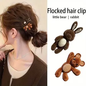 Cute Bear Rabbit Hair Clips Set, Autumn Winter Fashion Accessories, Stylish Women's Accessory, Barrettes Hair Clips, Perfect Gift Idea for Her