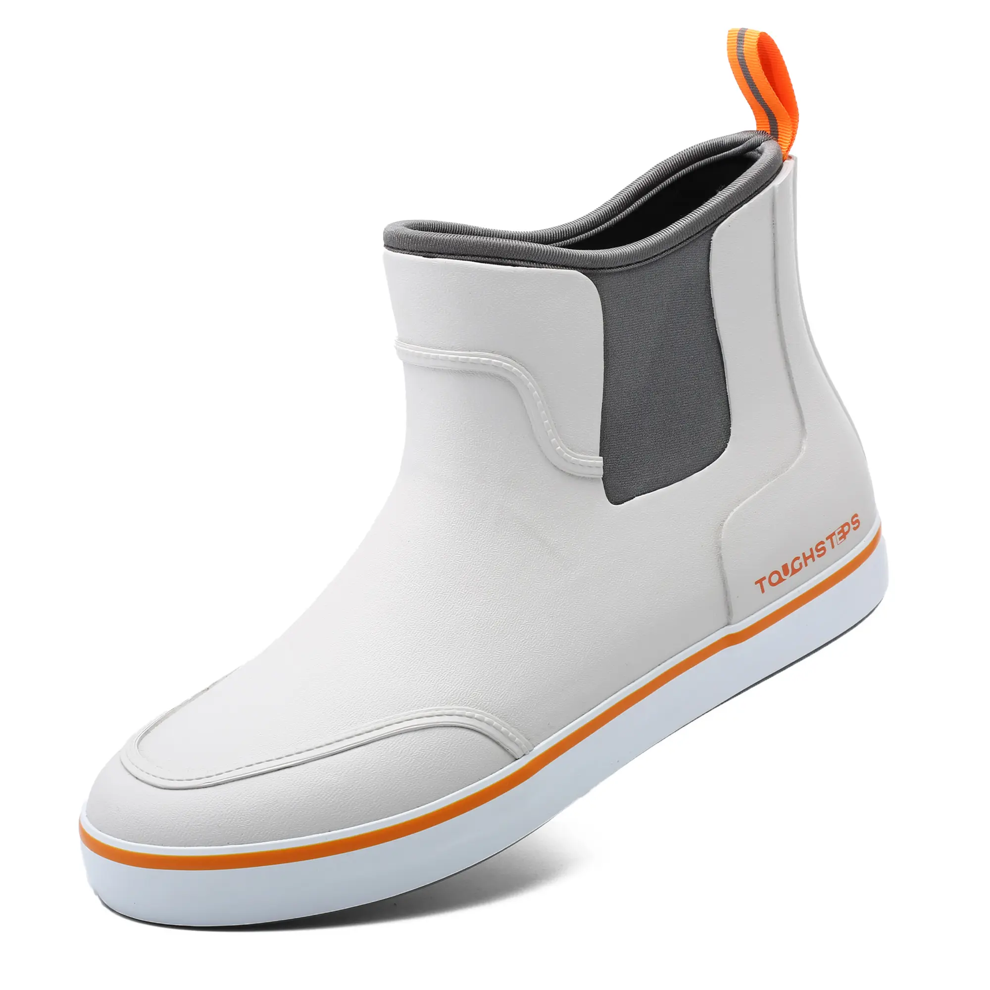 TOUGHSTEPS Men's Slip Resistant Ankle Deck Boots, Waterproof Lightweight Neoprene Rubber with All Weather Grip for Fishing & Outdoors