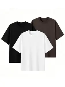 Men’s cool-touch antibacterial anti-mite fabric crew neck short sleeves natural waist loose fit solid color no pattern seamless stitched hem regular length sports casual style short sleeve T-shirt for outdoor travel beach activities summer