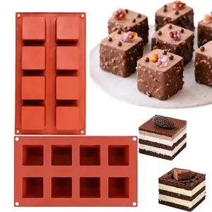 2 Pieces Square Silicone Mold, Candy Chocolate Mousse Cake Baking Mold Dessert Molds for Soap, Ice cream, Truffle, Brownie