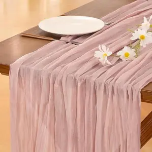 12 Pack Table Runner, Cheesecloth Table Runner, 10ft Table Runner, for Wedding Reception, Boho Rustic Wedding, Party, Bridal Shower Decor, Home Decor Valentine's Day