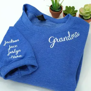 Custom Embroidered Grammie Sweatshirt with Kids Names on Sleeve, Personalized Grammie Embroidered Sweatshirt, Grandma Sweatshirt Grandma Gift