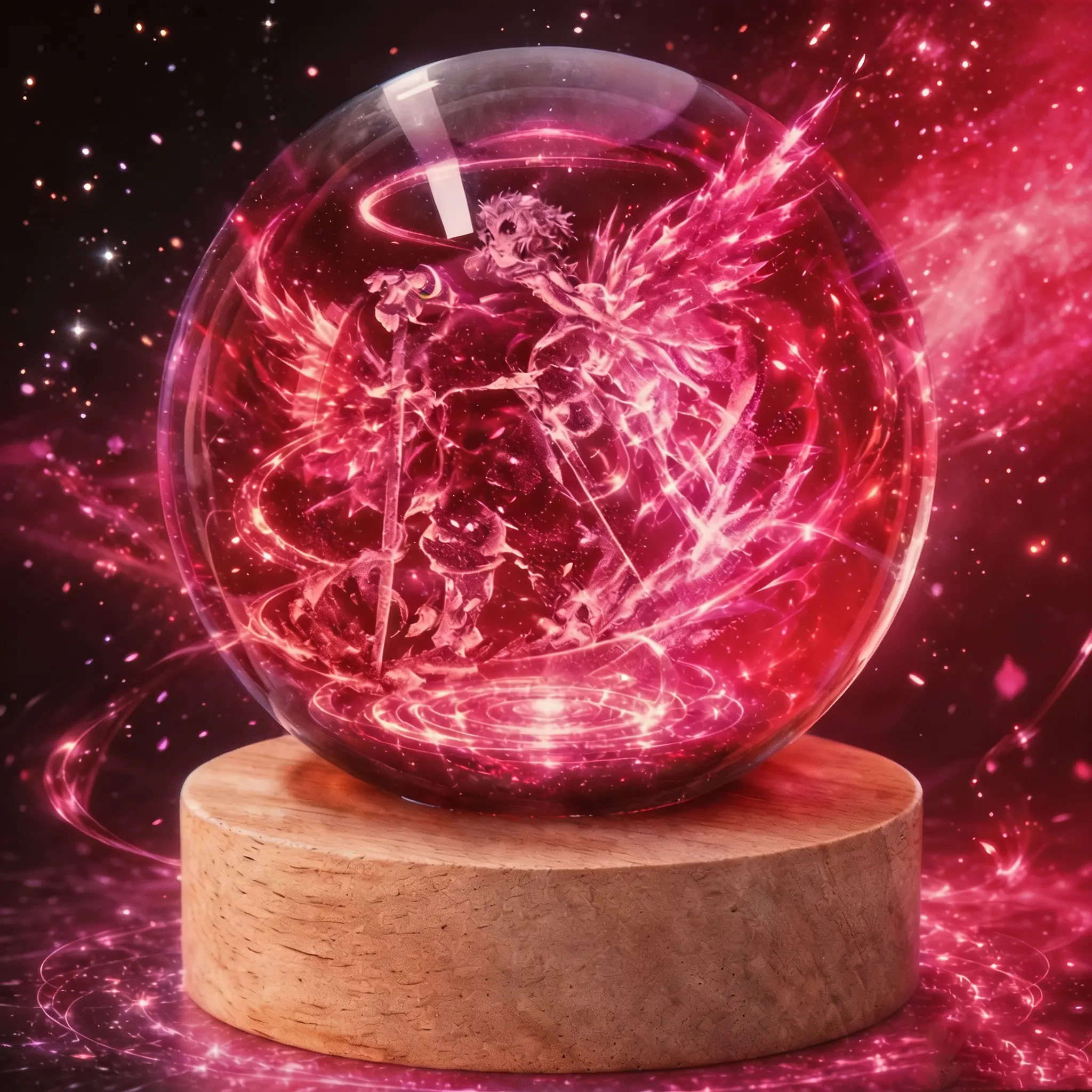 Demon Slayer Anime Nezuko Giyu Kyojuro LED Crystal Ball - 3" Color Changing Glass Ball, 3D Laser Engraved Characters, LED Light Base, Popular Anime Collectible, Christmas Gift, Bedside Night Lamp for Fans