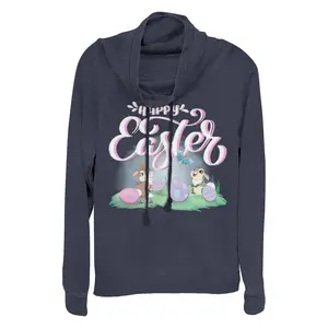 Junior's Bambi Happy Easter Thumper Cowl Neck Sweatshirt