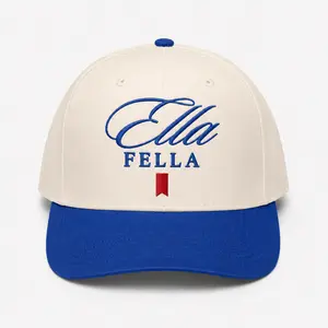 Ella Fella Embroidered OTTO Two Tone Baseball Cap, Premium Structured Curved Brim Adjustable Hat, High Crown Cotton Twill Vintage Dad Style Outdoor Casual Unisex Cap
