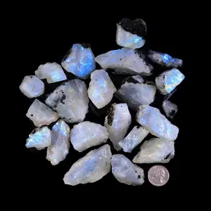 3 Pieces Raw Rough Rainbow Moonstone Chunks Healing Mineral Rocks Specimens Gifts, 3-5cm size