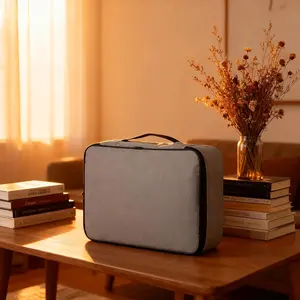 Oxford Cloth Password Lock File Bag - 3-Layered Zip Closure, 3-Tier Multifunctional Organizer with Card Slots, Portable Laptop Document Holder, Lightweight Storage Bag for Home Office Use, Multifunctional Storage Bags, Three-Tier Storage Bags