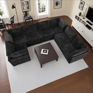 ALTRIGUS Modern U-Shaped Oversized Corduroy Modular Sectional Sofa 7-Seater Convertible Corner Couch with Detachable Seat & Back Cushion Easy Assembly for Living Room,Free Combination