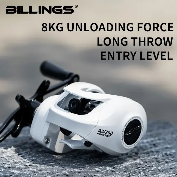 BILLINGS AW200 Baitcasting Fishing Reel, 6.3:1 Gear Ratio 18LB Max Drag, Magnetic Brake Casting Reel with Metal Spool for Freshwater & Saltwater Fishing