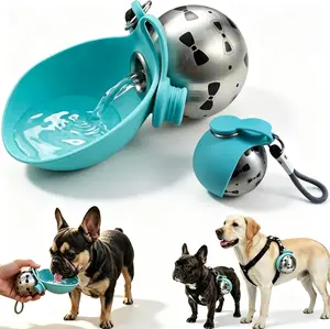 Leak-Proof Portable Dog Water Bottle, 2-in-1 Pet Travel Dispenser with Wide Bowl for Dogs, Stainless Steel No-Spill Doggy Water Cup & Food Grade Silicone Trough for Puppy Walking, Hiking & On The Go