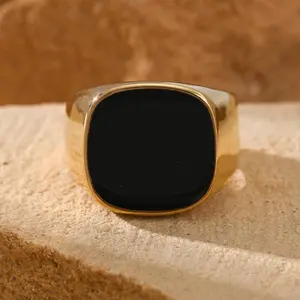 Men's Fitness Gold Plated Titanium Steel Ring Non Tarnish Jewelry - Waterproof Hypoallergenic Jewelry for Sensitive Skin