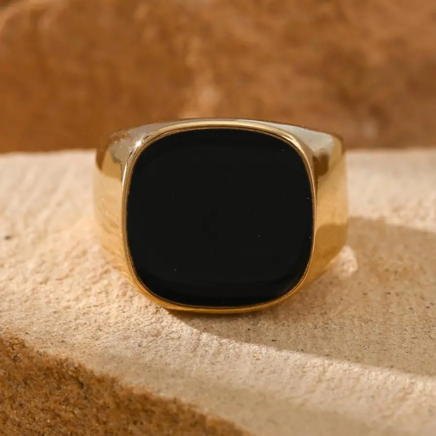 Men's Chunky Geometric Metal Rings | Stainless Steel Layered Statement Ring, Waterproof & Tarnish-Resistant, Geometric Rings