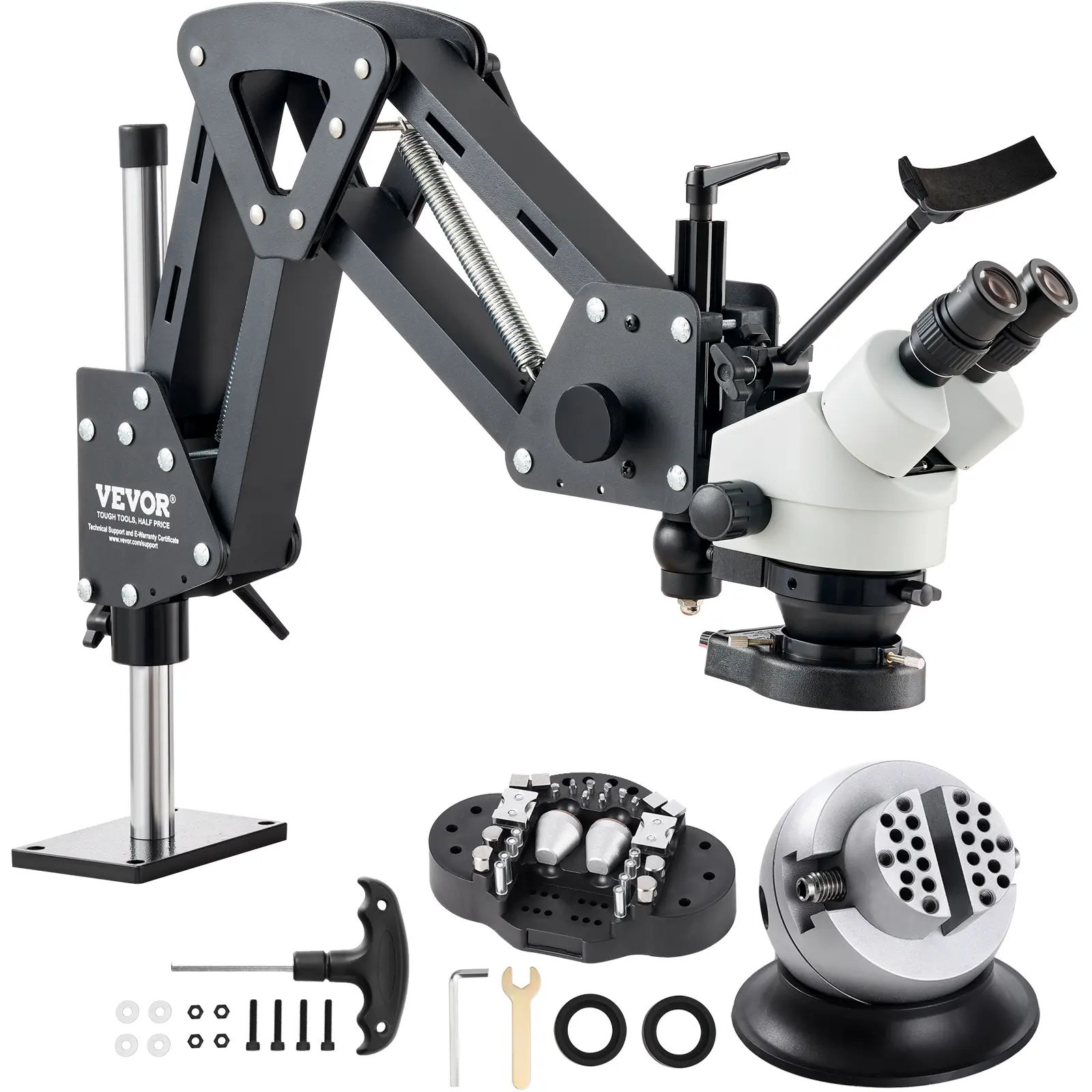 【DealsForYouDays】VEVOR Multi-Directional Microscope with Spring Bracket 7X-45X Magnification Jewelry MicroscopeMicro Jewelry Inlaid Stand with Integrated USB Ring LED Light and 360° Ball Visefor Jewelry Inlay