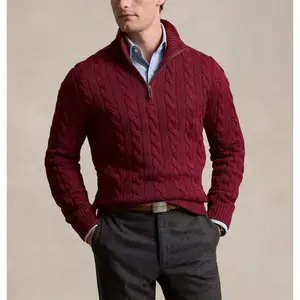 Men's solid color zipper sweater, fashionable knit long sleeved, quarter zipper knit stand up collar, polo sweater, classic jacket, casual knit, casual elegant top fabric, college style outdoor wear, semi open jacket Spooky T-shirt Blue Devils Vintage Bas