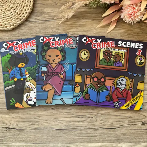 3-piece adult dark coloring book set: high-quality thickened edition, a humorous crime scene trilogy, relieves stress while enjoying creative fun, suitable for adults.