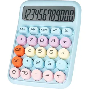 Mechanical  Calculator with Big Buttons, Calculators Desktop, 12 Digits, Large LCD Display, Desk Calculator, Cute Pink Calculators for Teachers Students Basic Office (Blue)