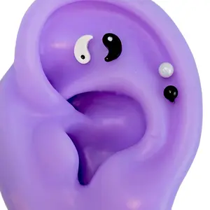 16G 5/16 Black Yin Yang White Labret Monroe Tragus Curation Set of 4