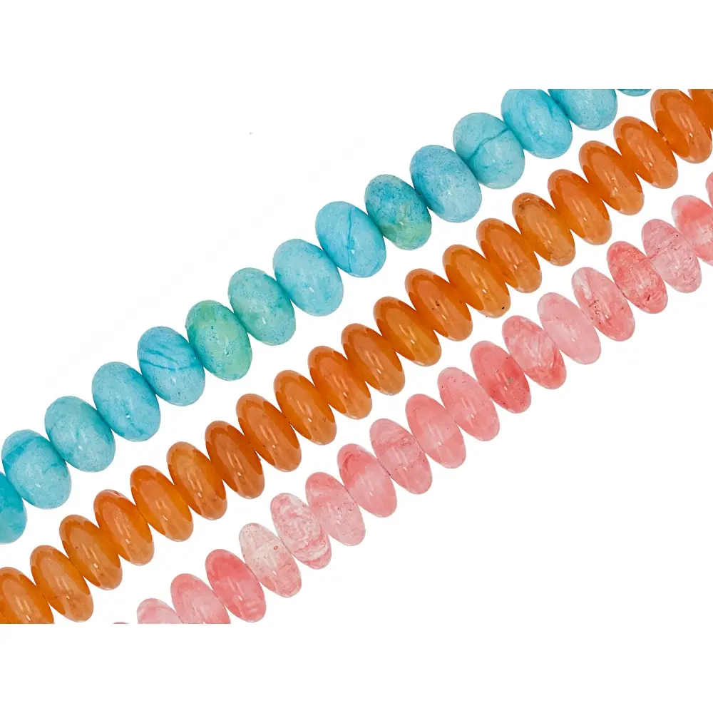 JTV Turquoise Jasper, Red Aventurine, and Cherry Glass 10mm Rondelle Large Hole Bead Strand Set of 3