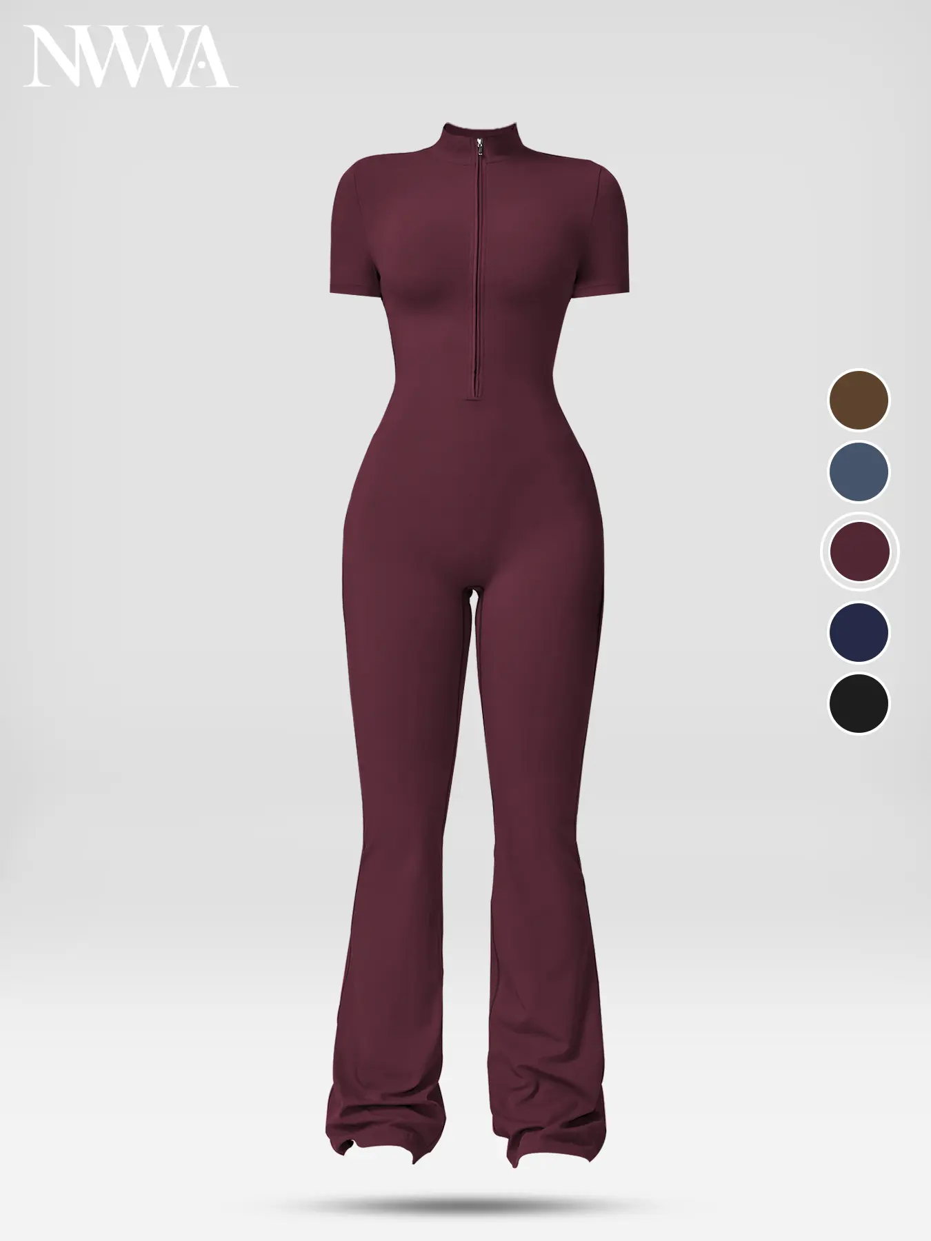 Nvwaurban Women's Short-Sleeve Zip-Front Bodysuit - Nylon Blend, Breathable Skin-Friendly Slim-Fitting Butt-Lifting Camisole, Gym Wear for Yoga, Stylish Women's Wear, Female Stylish Clothes, Summervibes, TikTokShopBackToSchool