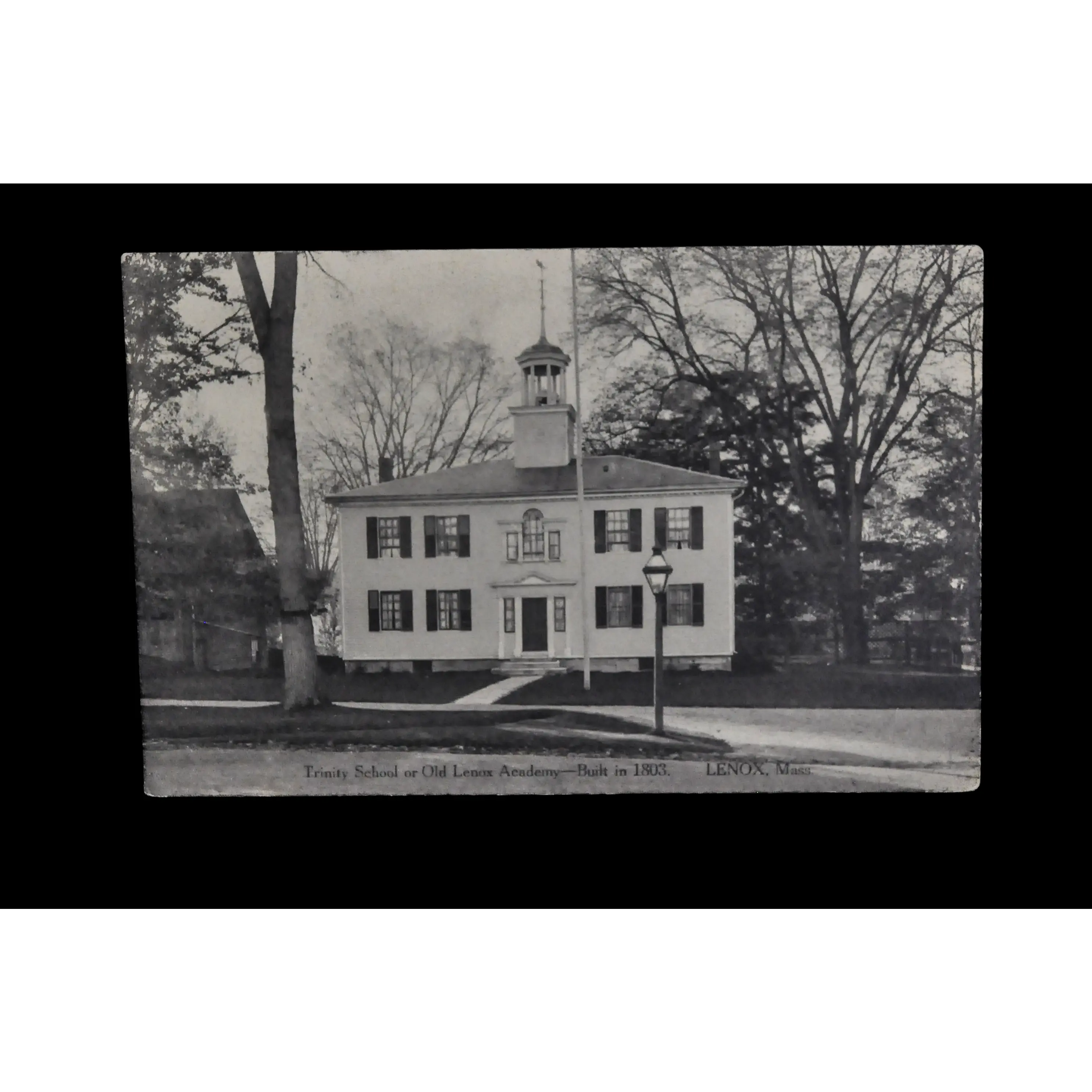 1910s Trinity School or Old Lenox Academy, Lenox, MA Postcard - Real Photo Post Card (RPPC) - Antique Photograph Massachusetts Postcard