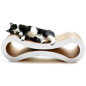 Ultimate Reversible Cat Scratcher Lounge, Infinity Style, Durable Recycled Corrugated Cardboard in Multiple Colors
