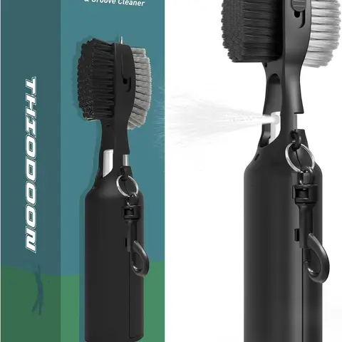 THIODOON Compact Club Cleaning Brush - 4oz Water Spray, Nylon/Steel Bristles, Retractable Groove Cleaner, Clip-On Bag-Friendly Golf Equipment, Supplemental Golf Accessories for Adults (Christmas, Thanksgiving Gifts)