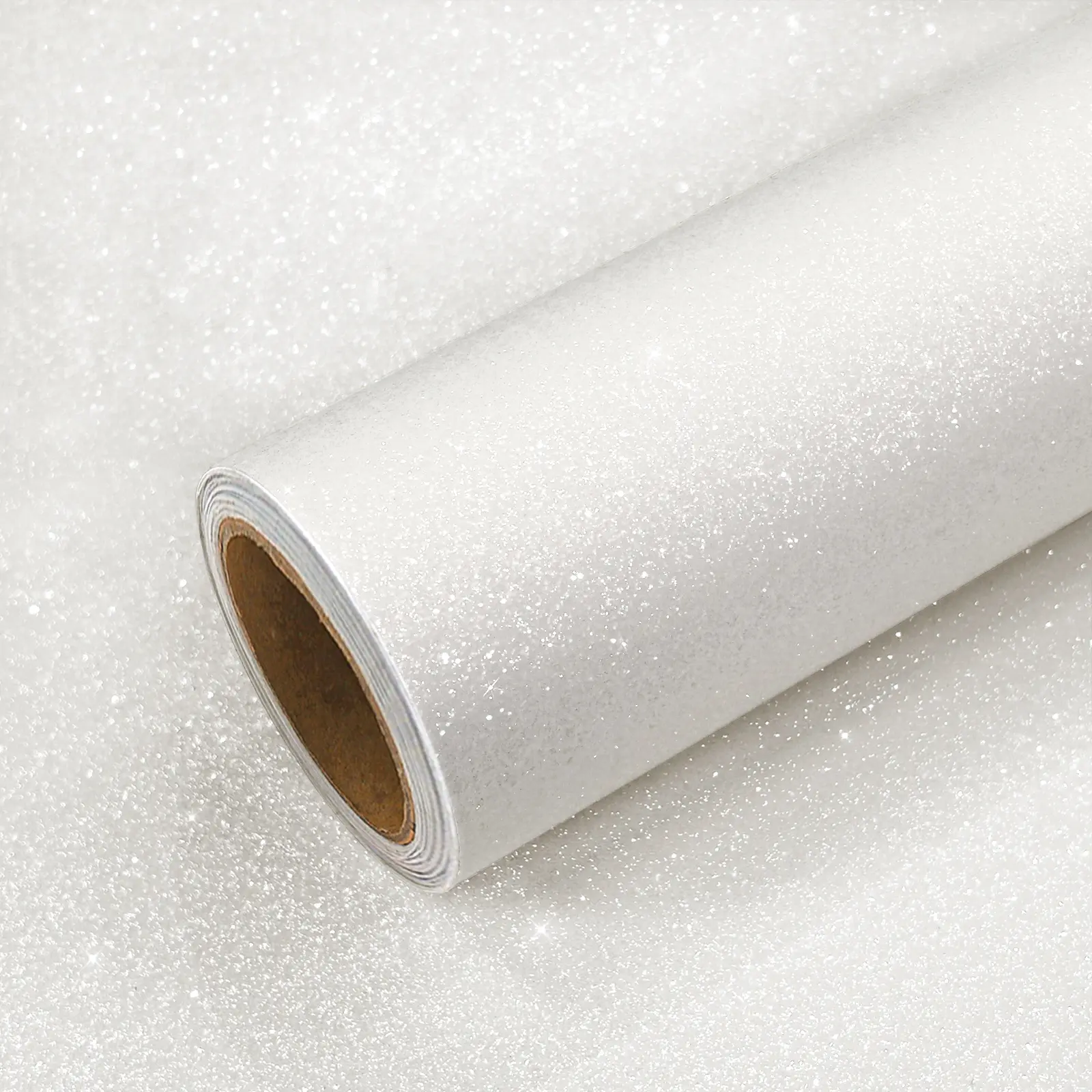 VEELIKE Sparkle White Glitter Wallpaper for Bedroom, Self Adhesive Removable Sparkle Vinyl Fabric White Contact Paper for Cabinets Drawers Shelves