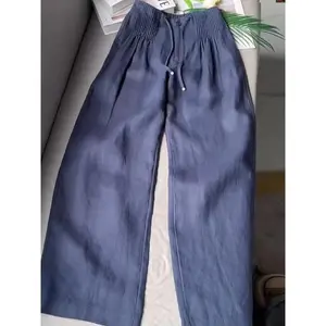 Women's Solid Color Pleated Drawstring Casual Wide Leg Pants