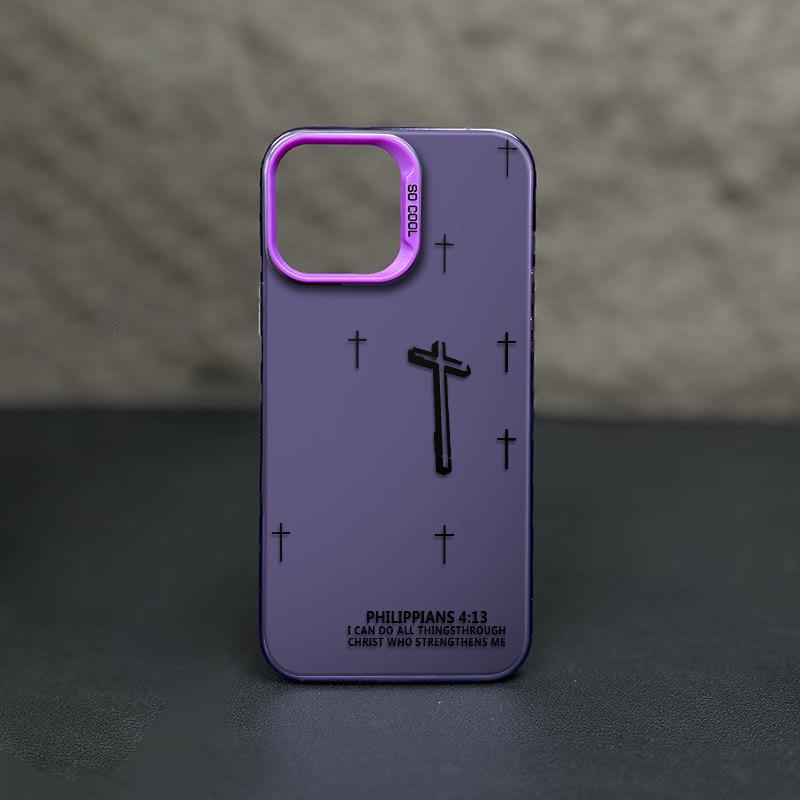 Powerful Cross Design Patterns Phone Case With The Life-Changing Philippians 4:13 Verse Durable Hard Acrylic Back Case With An Anti-Yellowing Coating Made From High-Quality  For iPhone 17.16.15.14.13.12.11.X.XS.XSMAX.XR.8.7