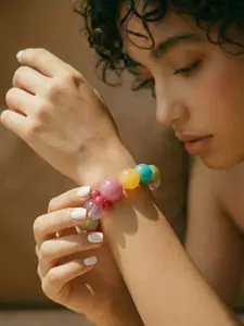 Natural pastel bracelet Multi-Gemstone colorful beads 16mm Kunzite Amethyst cute bracelet Jewelry Healing Gift for Her Christmas Sale