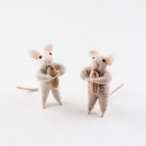 {One Hundred 80 Degrees} Wool Ornament :: Mouse Carrying Nut