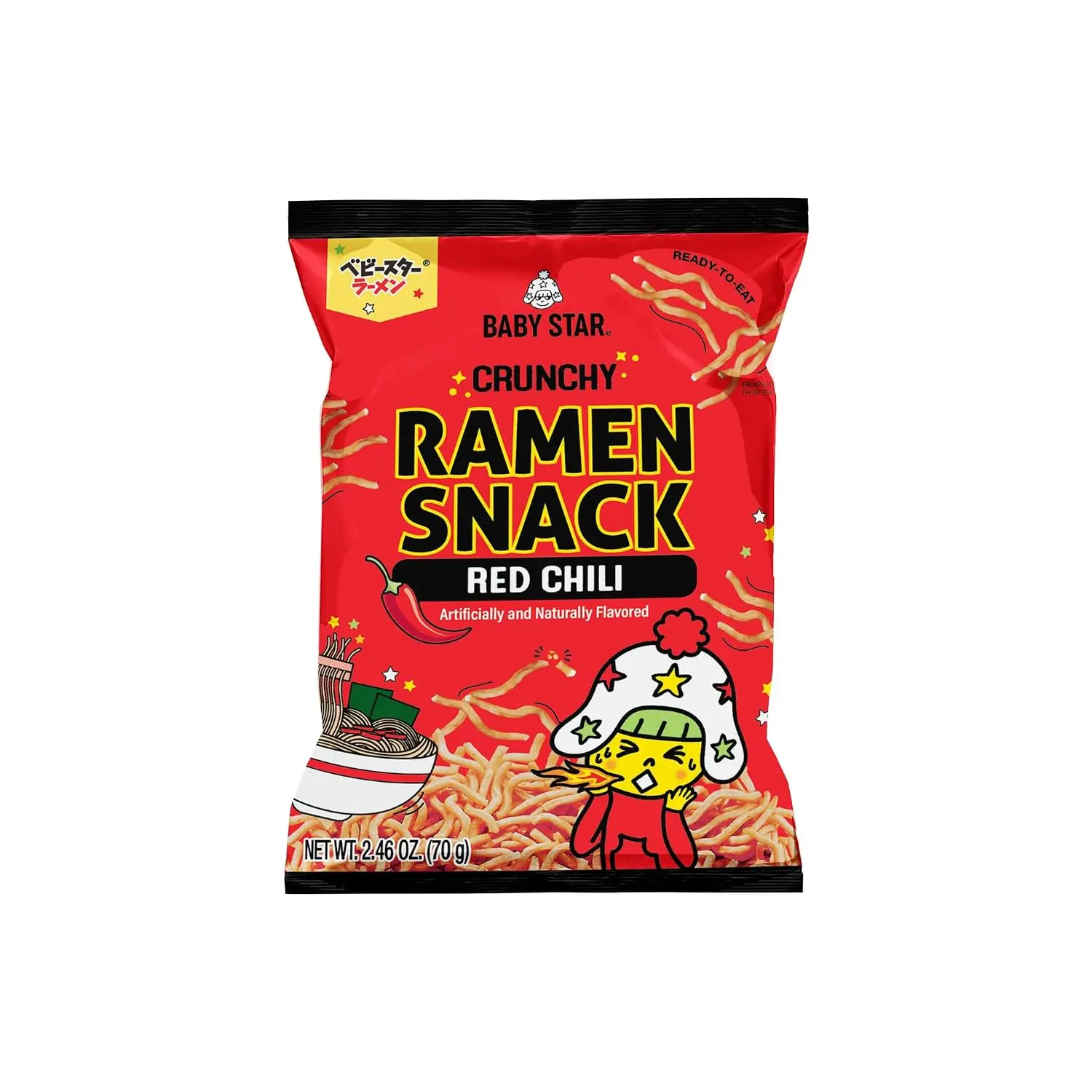 Baby Star Crunchy Ramen Snack Tiny | Red Chili 2.46oz | Delicious Dry Ramen Snack Packs