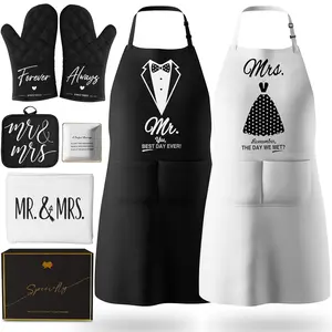 Mr and Mrs Aprons for Couples Gifts - Anniversary, Bridal Shower, Wedding, Engagement gifts for Couples, Christmas Gifts for Couple, Apron Gift Set