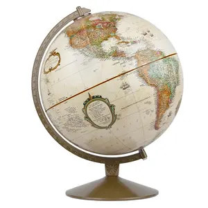 Replogle Franklin 12" Raised Relief Antique Ocean Desk Globe with 3D Mountain World Map 4000+ Place Names Educational Decorative Desktop Globe Made in USA