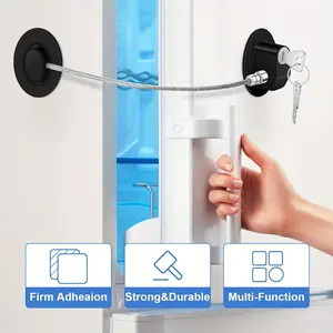 3pcs Youngsters Safety Refrigerator and Cabinet Locks - Secure Black Adjustable Straps for Kitchen Appliances, Sliding Closets, Drawers, and Toilet Seats